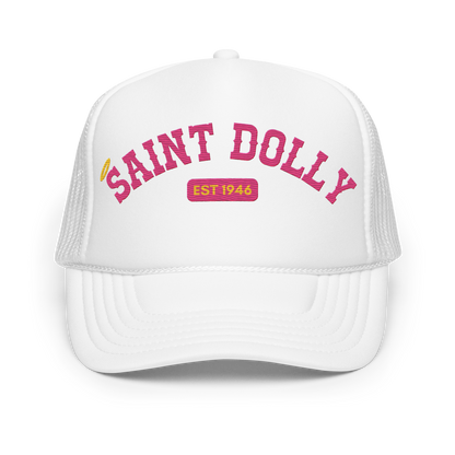 The Mountain Halo embroidered trucker hat in white – Saint Dolly