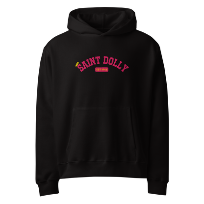 The Country Cozy Oversized Embroidered Hoodie in black front view – Saint Dolly
