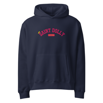 The Country Cozy Oversized Embroidered Hoodie in navy front view – Saint Dolly
