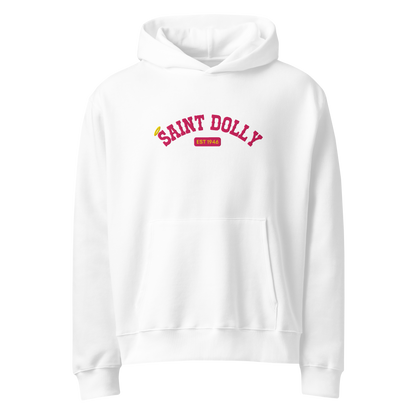 The Country Cozy Oversized Embroidered Hoodie in white front view – Saint Dolly